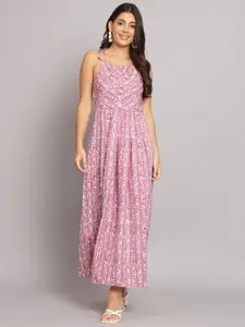 HELLO DESIGN Floral Printed Sleeveless Crepe Maxi Dress