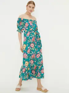DOROTHY PERKINS Floral Print Off-Shoulder A-Line Midi Dress
