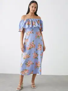 DOROTHY PERKINS Floral Cotton Linen A-Line Midi Dress