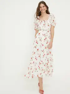 DOROTHY PERKINS Floral Print Ruffled A-Line Midi Dress