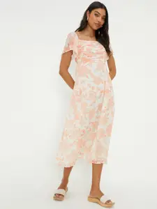 DOROTHY PERKINS Floral Print Ruched A-Line Midi Dress