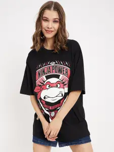 COLOR CAPITAL Mutant Ninja Turtles Printed Round Neck Pure Cotton Oversized T-shirt