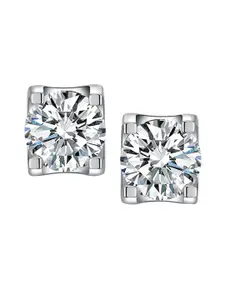 Designs & You Silver-Plated Cubic Zirconia-Studded Geometric Stud Earrings