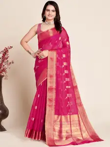 Anjaneya Sarees Geometric Woven Design Zari Silk Cotton Saree