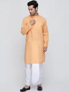 ROYAL KURTA Mandarin Collar Pure Cotton Straight Kurta With Dhoti Pants