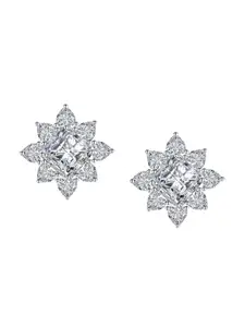Designs & You Silver Plated Square Studs Earrings