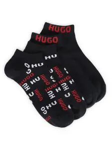 HUGO Men Pack Of 2 Brand Logo Printed Cotton Ankle Length Socks