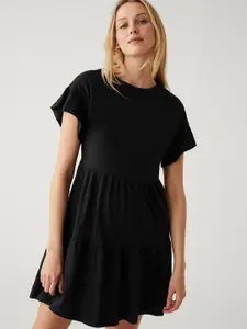 Marks & Spencer Flared Sleeves Pure Cotton Tiered Fit & Flare Dress