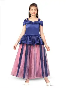 BAESD Girls Gathered Detailed Cold-Shoulder Silk Gown