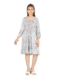 BAESD Striped Round Neck Cotton A-Line Dress