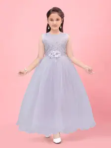 BAESD Girls Embellished Net Fit & Flare Maxi Dress