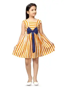 BAESD Girls Striped Square Neck Fit & Flare Dress