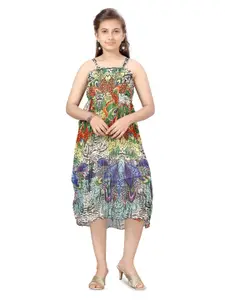 BAESD Abstract Printed A-Line Midi Dress