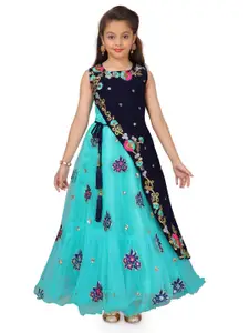 BAESD Girls Embroidered Net Fit & Flare Maxi Dress