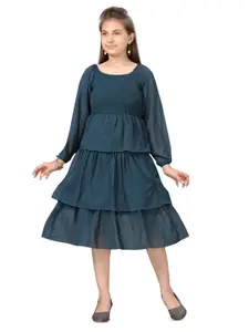 BAESD Girls Georgette Ruffled Fit & Flare Midi Dress