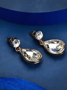 OOMPH Kundan Teardrop Shaped Drop Earrings