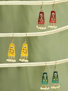 OOMPH Set Of 3 Meenakari Drop Earrings