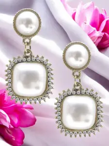 OOMPH Square Pearls Drop Earrings
