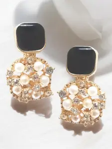 OOMPH Square Pearls Drop Earrings