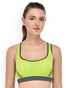 PrettyCat Fluorescent Green Solid Non-Wired Lightly Padded Sports Bra PCSB9979