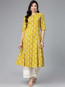 Stylum Floral Printed Mandarin Collar A-Line Kurta