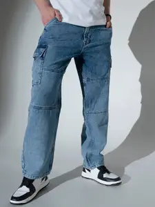 Hubberholme Men Blue Relaxed Fit Mid-Rise Slash Knee Light Fade Jeans