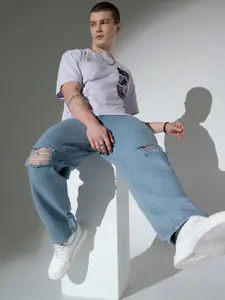 Hubberholme Men Relaxed Fit Mid-Rise Slash Knee Jeans