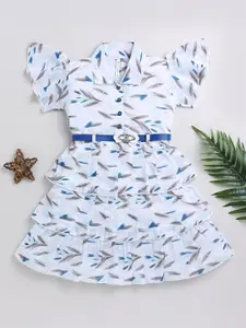Toonyport Infant Girls Conversational Printed Flutter Sleeve Chiffon Fit & Flare Dress