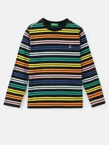 United Colors of Benetton Boys Striped Round Neck Cotton Regular T-shirt