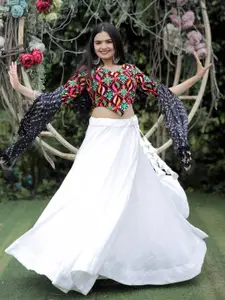 PMD Fashion Embroidered Thread Work Ready to Wear Lehenga & Blouse With Dupatta