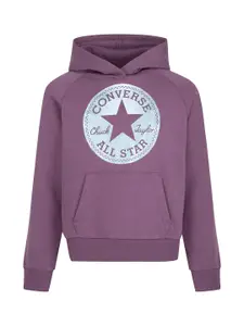 Converse Girls Graphic Printed Hooded Pullover Sweatshirt