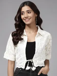 BAESD Embroidered Cotton Crop Shrug