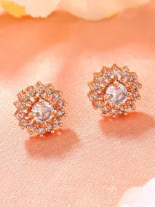 Estele Rose Gold Plated Floral Studs Earrings