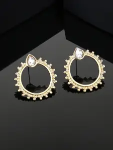 Estele Gold Plated Crystals Studded Circular Stud Earrings