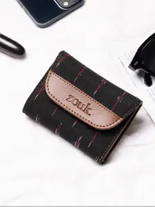 ZOUK Women Self Design Fabric Three Fold Wallet