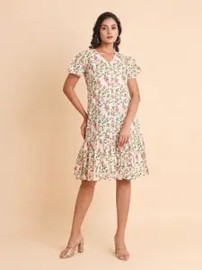 Disli Floral Printed A-Line Cotton Dress