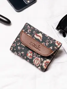 ZOUK Women Floral Printed Fabric Three Fold Wallet