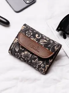 ZOUK Women Floral Printed Fabric Three Fold Wallet