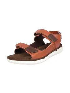 Hidesign Men Tan & White Leather Comfort Sandals