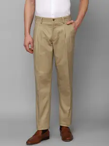 Louis Philippe Men Regular Fit Mid-Rise Pleated Cotton Regular Trousers