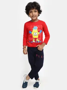 V-Mart Boys Graphic Printed Pure Cotton T-shirt With Shorts