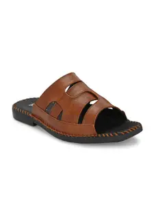 The Roadster Lifestyle Co. Men Tan Brown Textured Comfort Sandals
