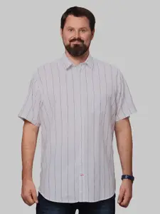 Double Two Men Plus Size Slim Fit Striped Cotton Casual Shirt