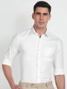 Arrow Textured Spread Collar Slim Fit Pure Cotton Formal Shirt