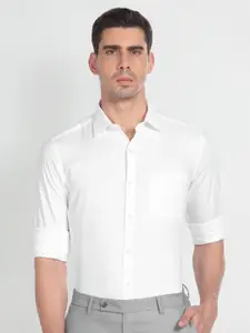 Arrow Textured Spread Collar Pure Cotton Formal Shirt