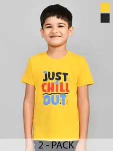 Lux Cozi Boys Pack Of 2 Typography Printed Pure Cotton T-shirt