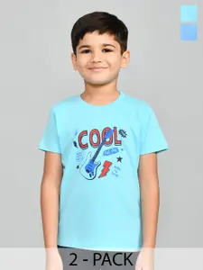 Lux Cozi Boys Pack Of 2 Typography Printed Round Neck T-Shirt