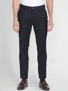 Arrow New York Men Mid-Rise Horizontal Stripe Herringbone Trousers