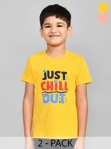 Lux Cozi Boys Pack of 2 Typography Printed Pure Cotton T-shirt
