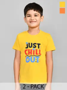 Lux Cozi Boys Pack Of 2 Typography Printed Round Neck T-Shirt